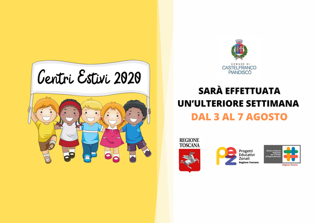 Aperte le ISCRIZIONI ai Centri Estivi 2020 dal 3 al 7 agosto!