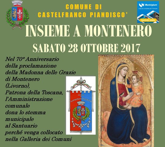 Consegna dello  stemma del nuovo comune al Santuario della Madonna di Montenero